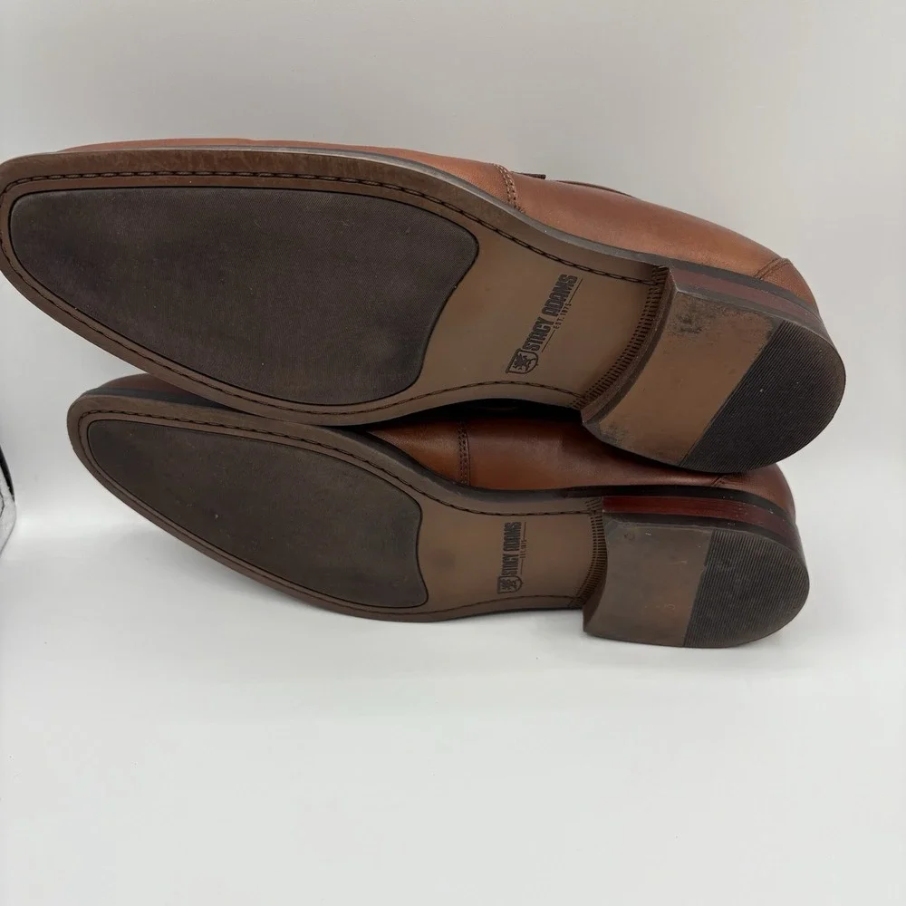 Stacy Adams‎ Mens Redzone Cognac Brown Leather Bit Loafers 25572-221 Size 10.5M